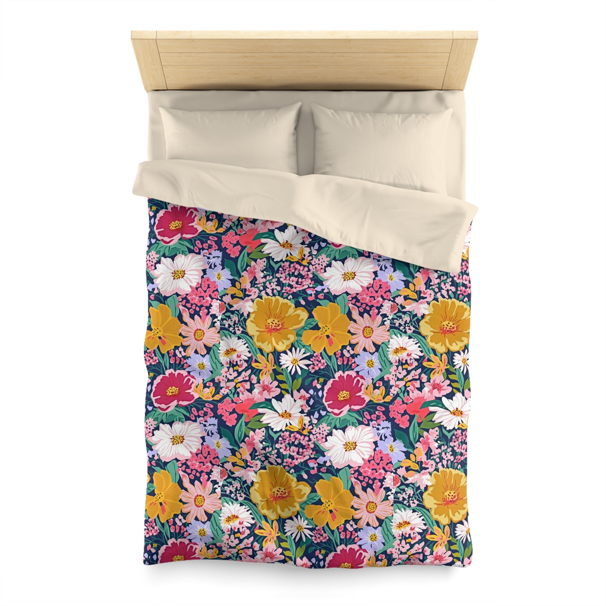 The Artisanal Flora Gallery Floral Duvet Cover — Bright Garden Bloom Microfiber Bedding - Creations by Chris and Carlos