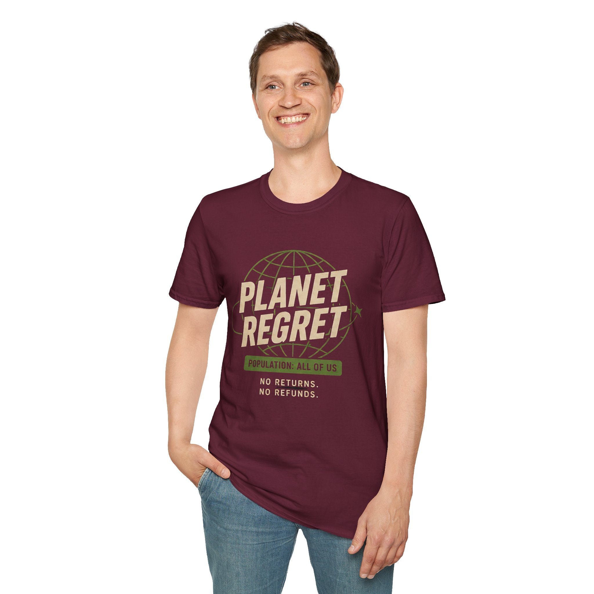 Planet Regret Graphic T-Shirt — Eco-Sarcastic Earth Awareness Tee - Creations by Chris and Carlos