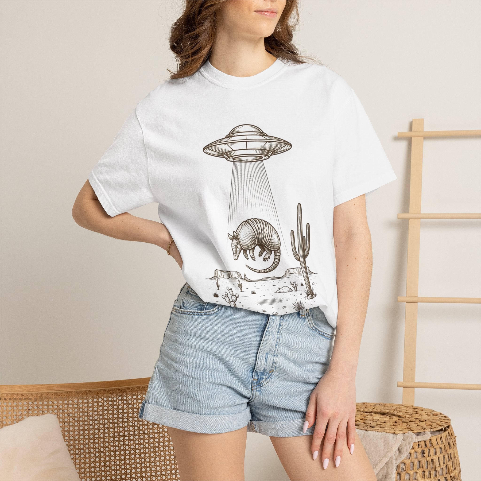 T-Shirt — Desert UFO Abduction Armadillo Graphic - Creations by Chris and Carlos
