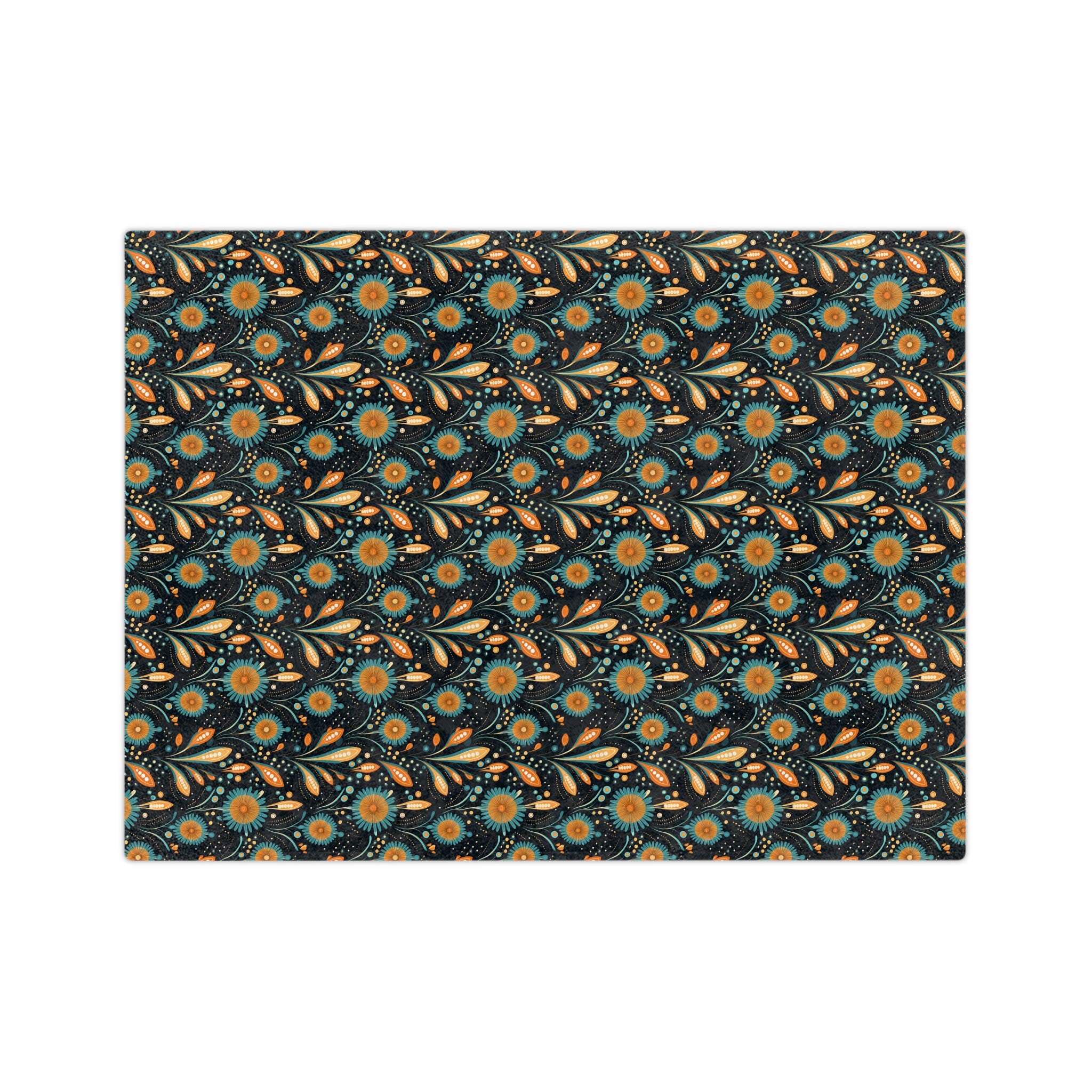 Sol y Alegría (Sun and Joy) Collection-Floral Velvet Throw Blanket Teal & Gold Microfiber Pattern - Creations by Chris and Carlos
