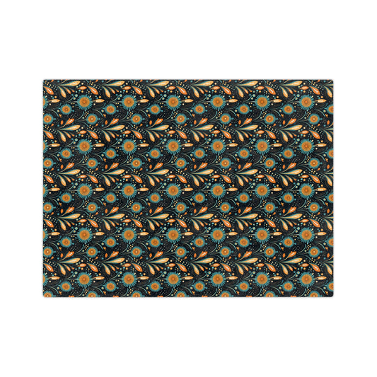 Sol y Alegría (Sun and Joy) Collection-Floral Velvet Throw Blanket Teal & Gold Microfiber Pattern - Creations by Chris and Carlos