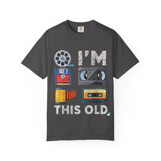 Vintage Media "I'M THIS OLD" T-Shirt — Retro Cassette & VHS Nostalgia Tee - Creations by Chris and Carlos