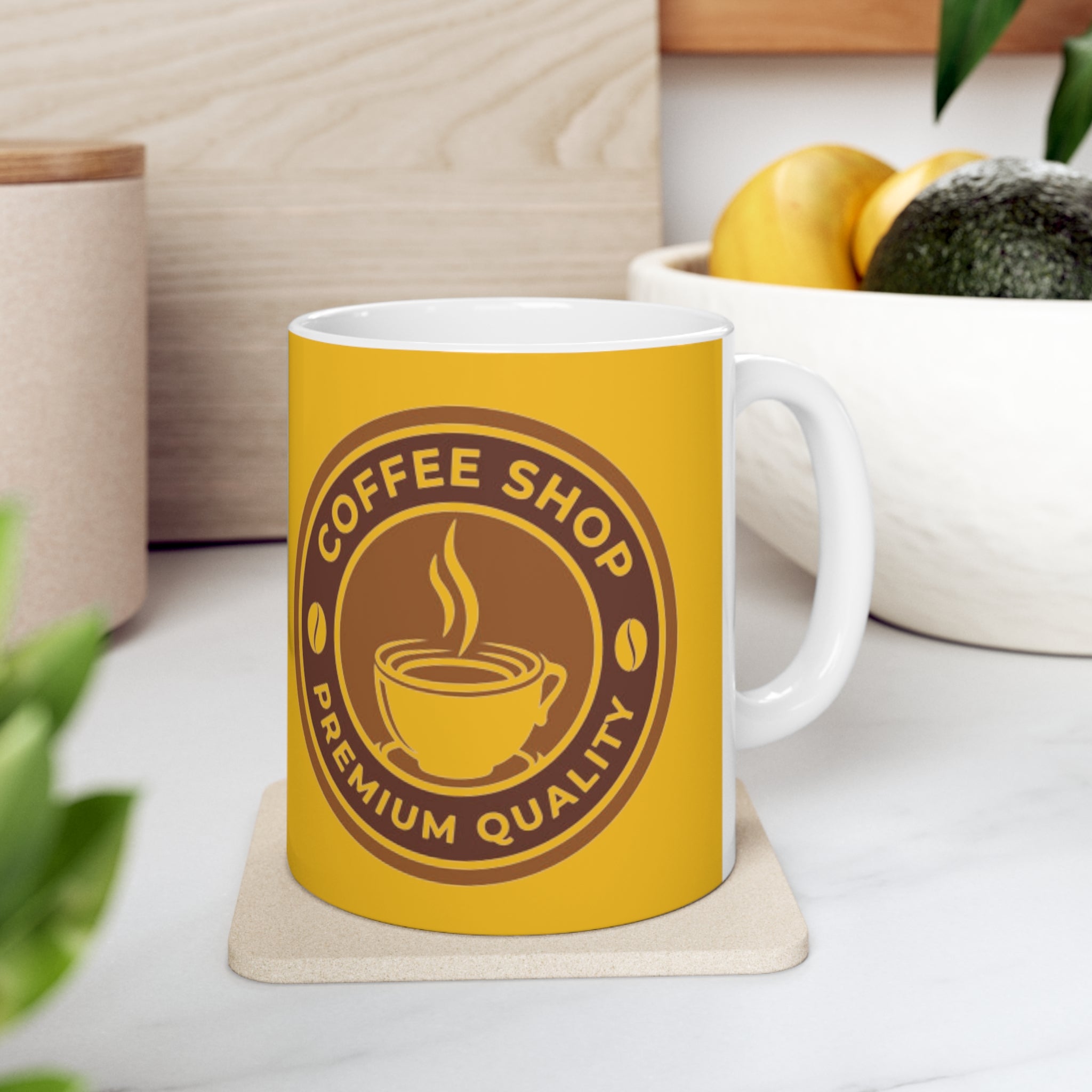 Coffee Shop- White Ceramic Mug - Creations by Chris and Carlos