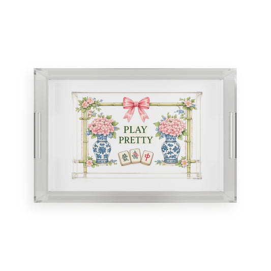 Play Pretty Acrylic Serving Tray — Floral Mahjong Vanity Tray - Creations by Chris and Carlos