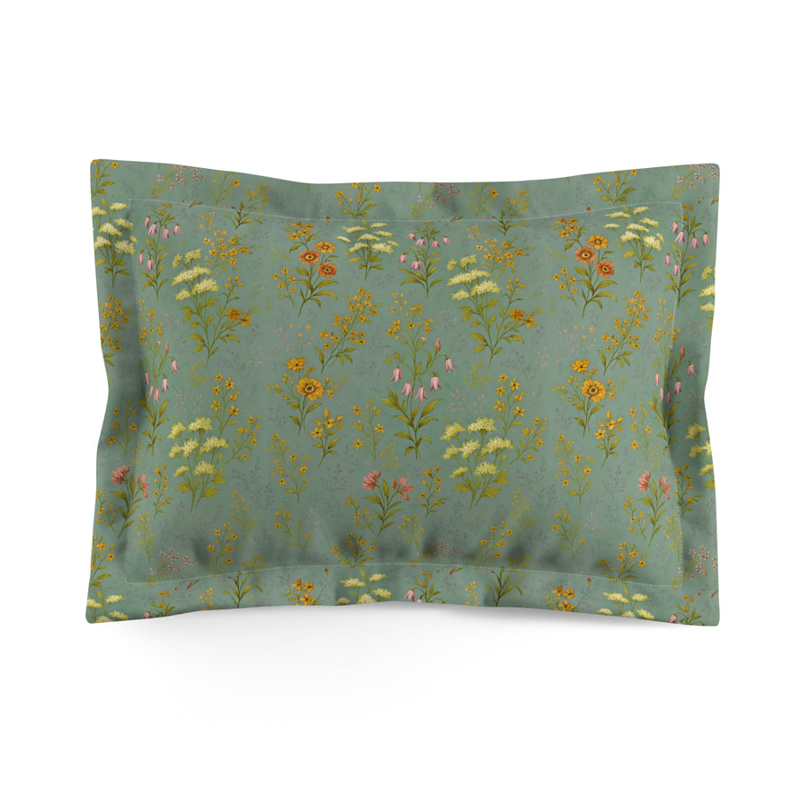 Floral Microfiber Pillow Sham, Midnight Meadow Cozy Bedroom Decor, Nature-Inspired Bedding, Gift for Her, Home Aesthetic, Spring Home Decor