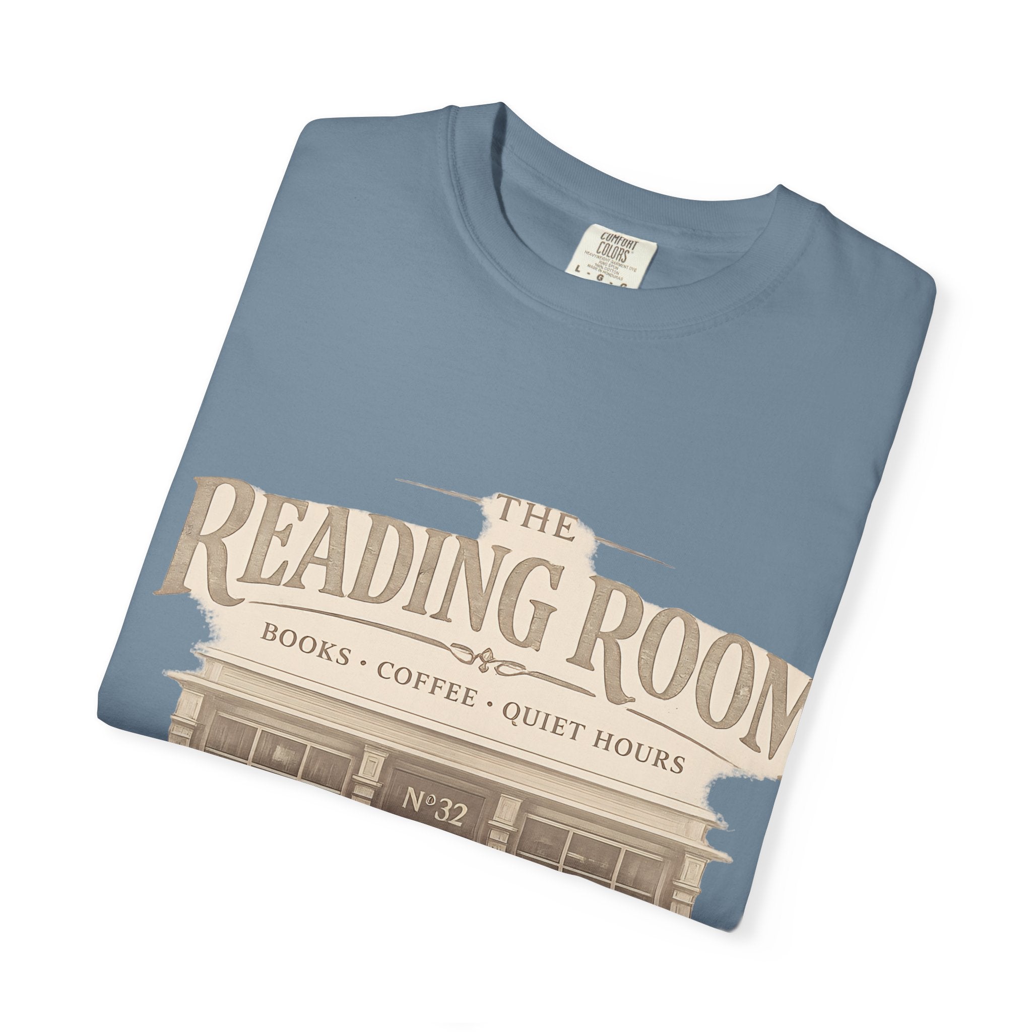 Reading Room T-Shirt – Vintage Bookshop Cafe Graphic Tee ("The Reading Room") - Creations by Chris and Carlos