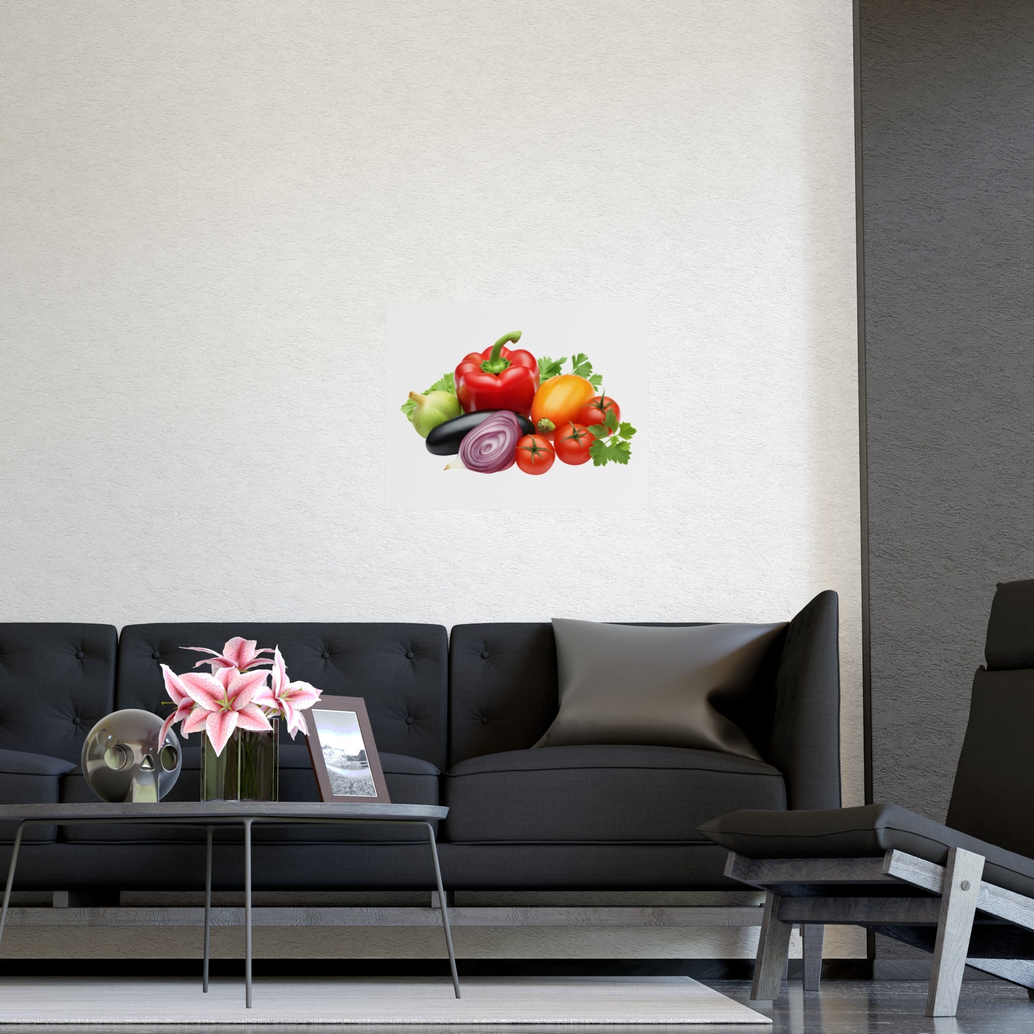 Fresh Veggie Kitchen Poster — Colorful Bell Pepper & Tomato Matte Print - Creations by Chris and Carlos
