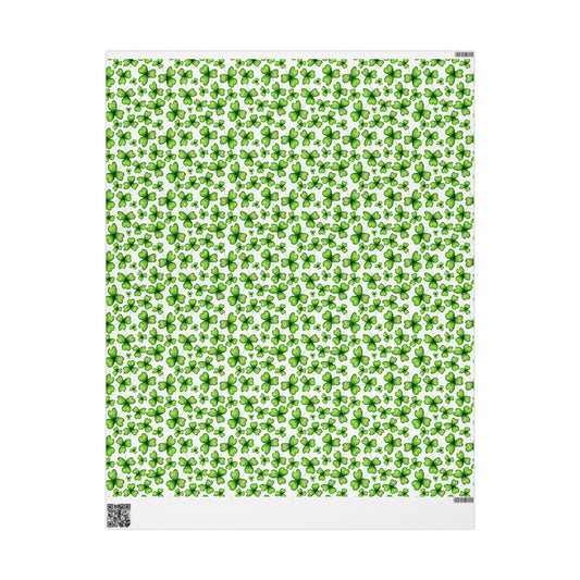 Shamrock Clover Wrapping Paper Roll - St. Patrick’s Day Green Floral Gift Wrap - Creations by Chris and Carlos