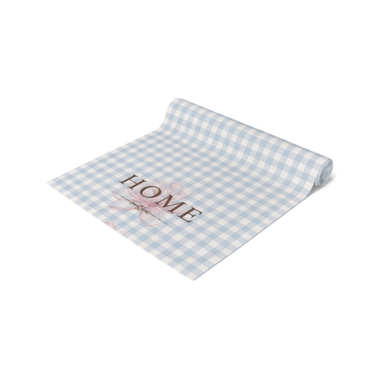 Farmhouse Gingham Table Runner — "Home" Cotton-Blend Decor - Creations by Chris and Carlos
