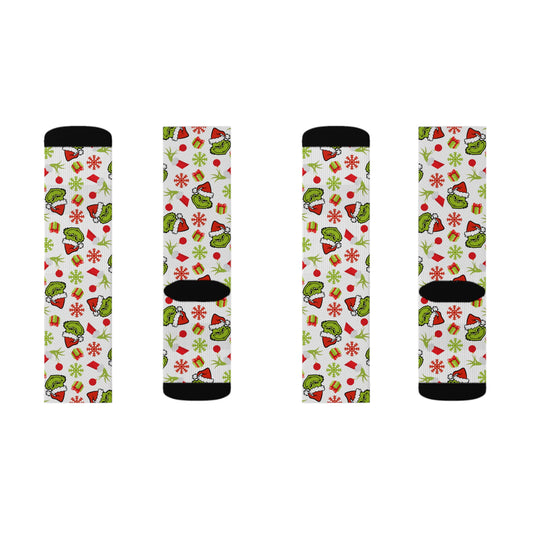 Holiday Grinch- Sublimation Socks - Creations by Chris and Carlos