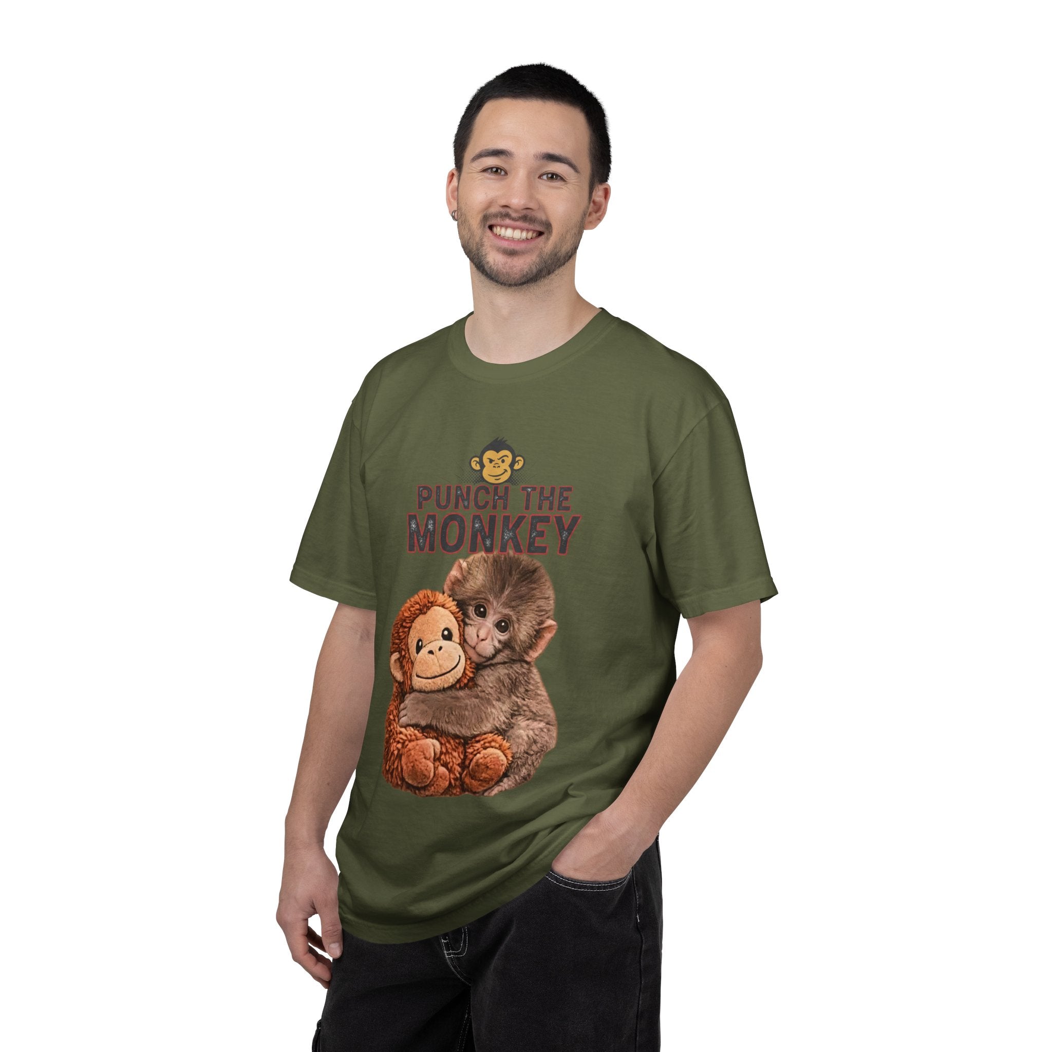 Punch the Monkey T-Shirt — Cute Baby Monkey with Plush Toy Graphic - Creations by Chris and Carlos