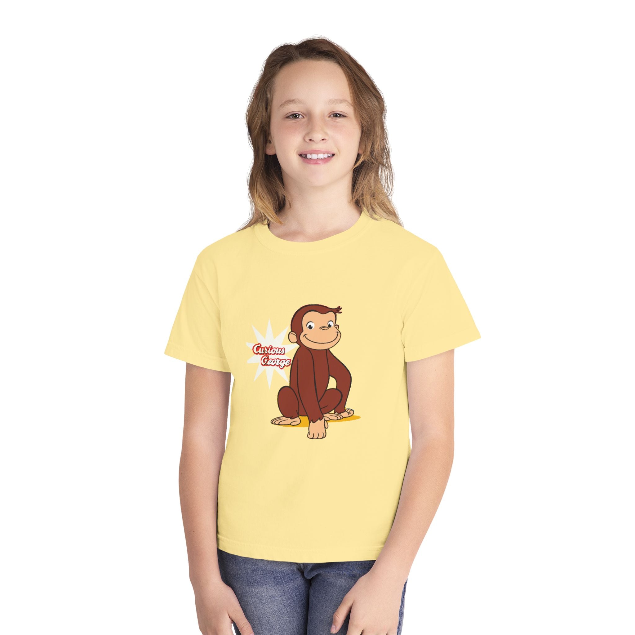 Curious George Kids T‑Shirt — Yellow Youth Tee featuring Curious George Graphic - Creations by Chris and Carlos