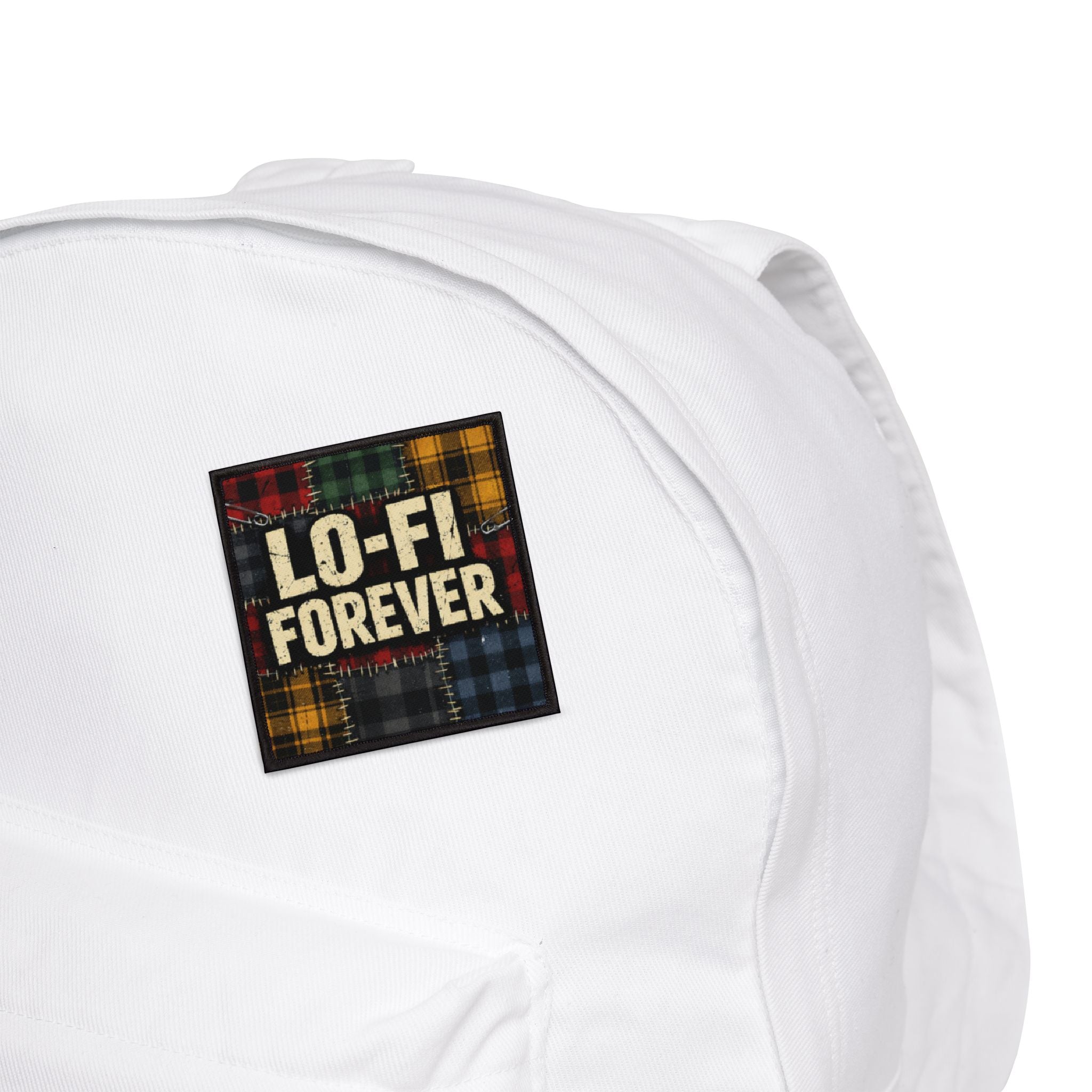 Lo-Fi Forever Patch — Iron-On Plaid Music Culture Patch - Creations by Chris and Carlos
