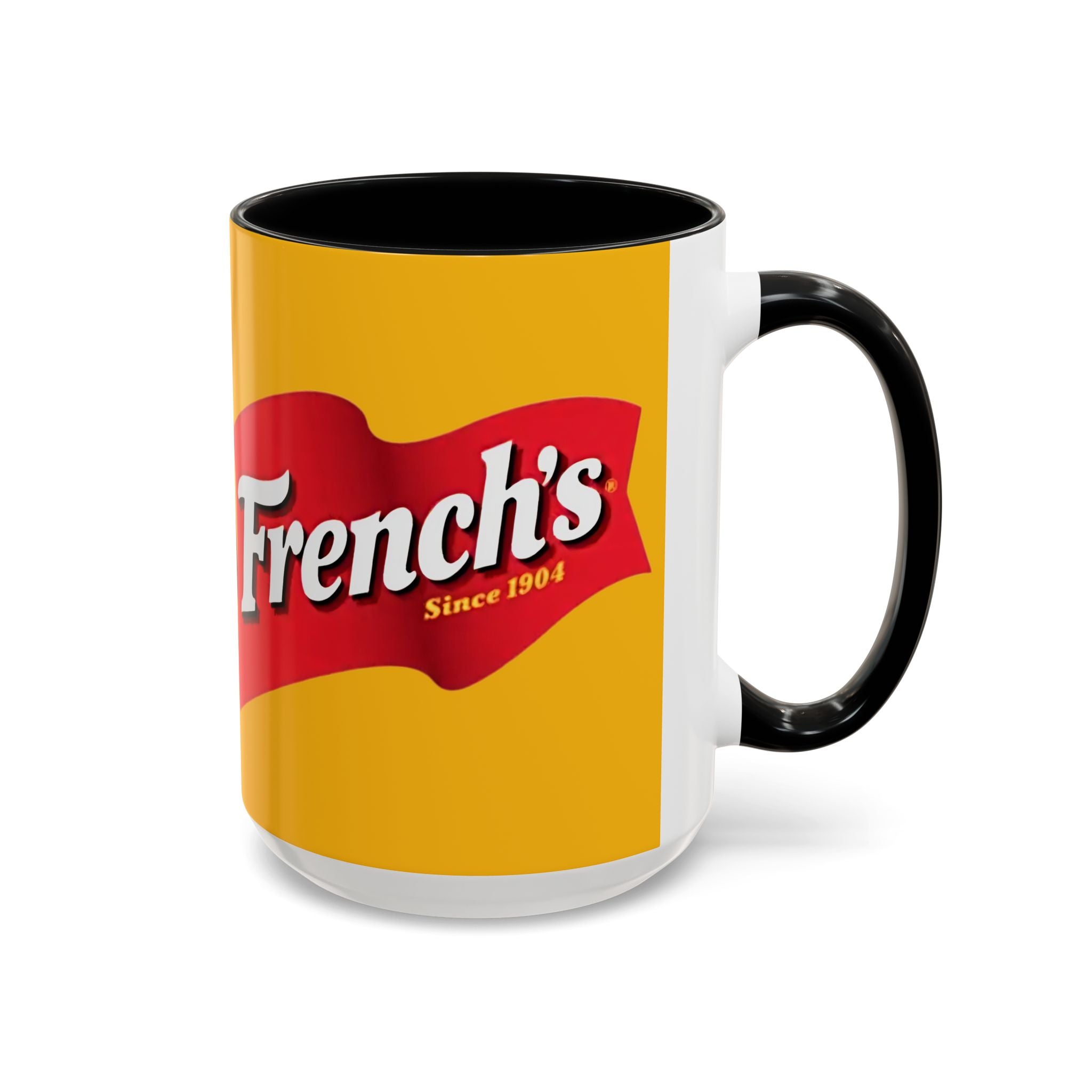 French's Mustard Logo Accent Coffee Mug — Retro Yellow 11/15oz - Creations by Chris and Carlos