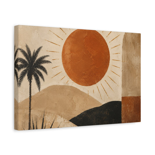 Desert Sunset Canvas Wall Art — Boho Palm & Terracotta Sun Matte Stretched Canvas - Creations by Chris and Carlos