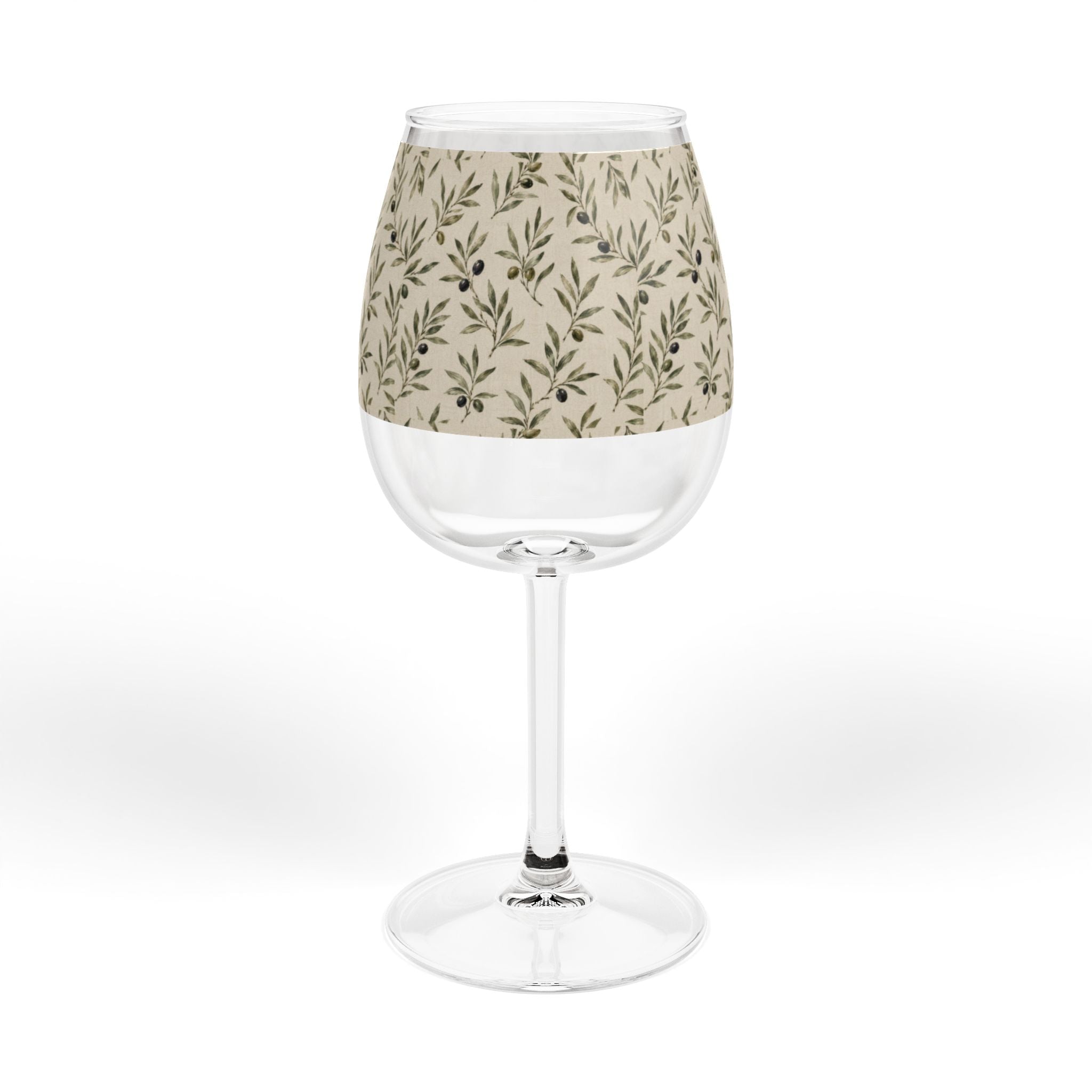 12oz Olive Branch Wine Glass - Botanical Stemware for Rustic Entertaining - Creations by Chris and Carlos