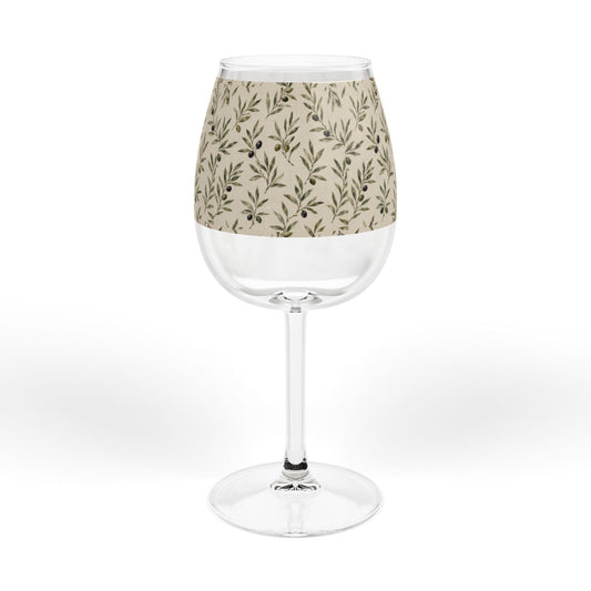 12oz Olive Branch Wine Glass - Botanical Stemware for Rustic Entertaining - Creations by Chris and Carlos