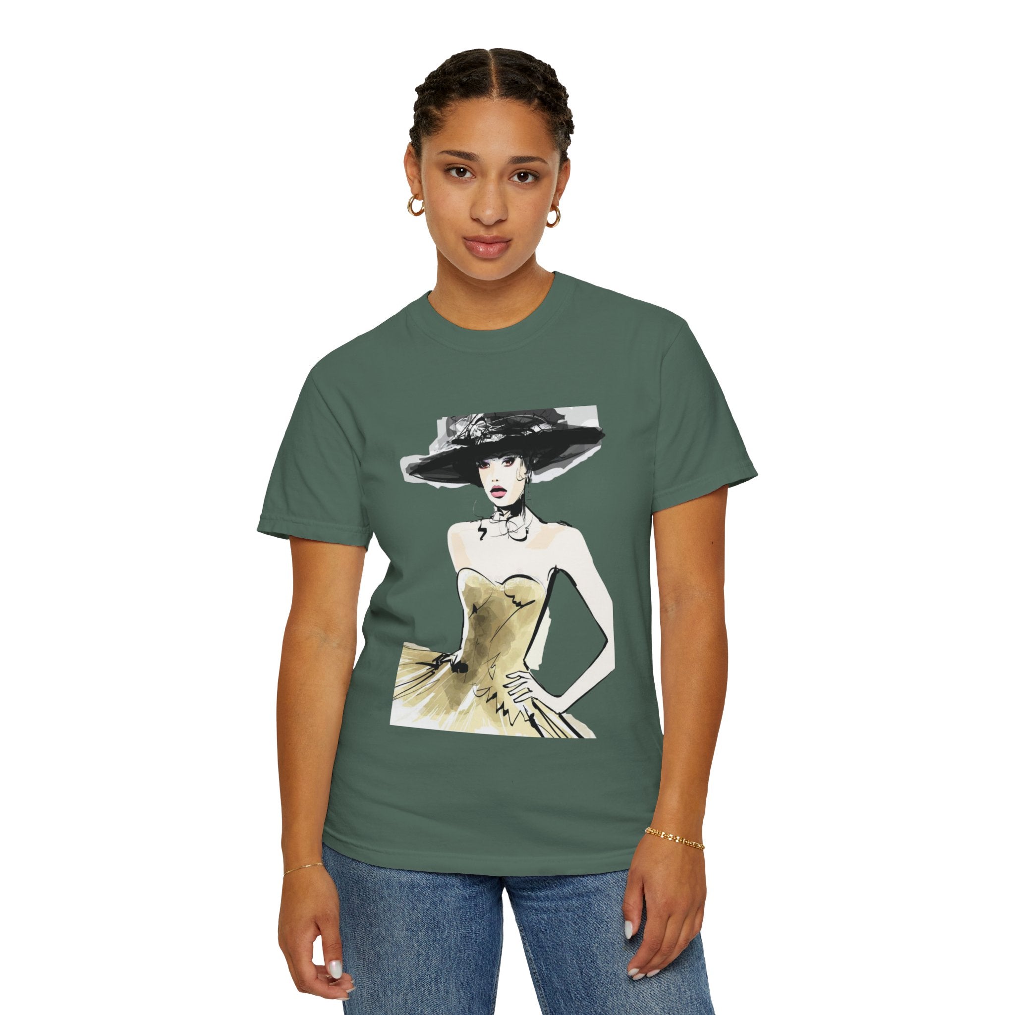 Fashion Illustration Tee — Vintage Chic Lady Graphic T-Shirt - Creations by Chris and Carlos