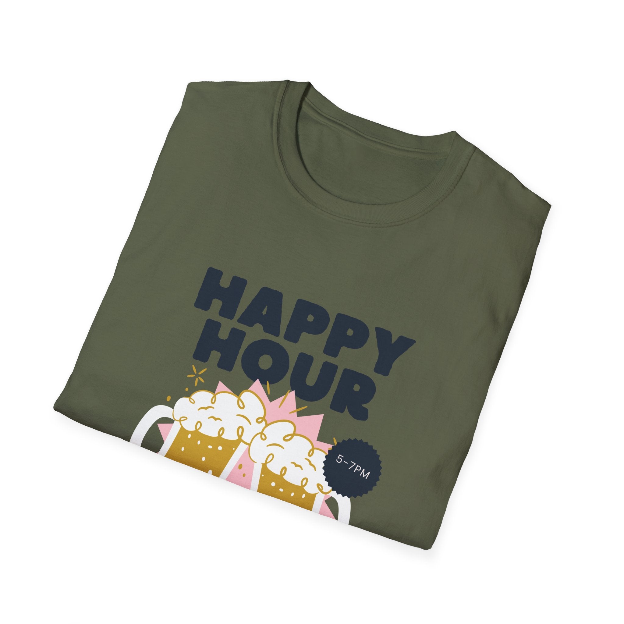 Happy Hour Beer T-Shirt — Cheers Clinking Mugs Graphic Tee - Creations by Chris and Carlos