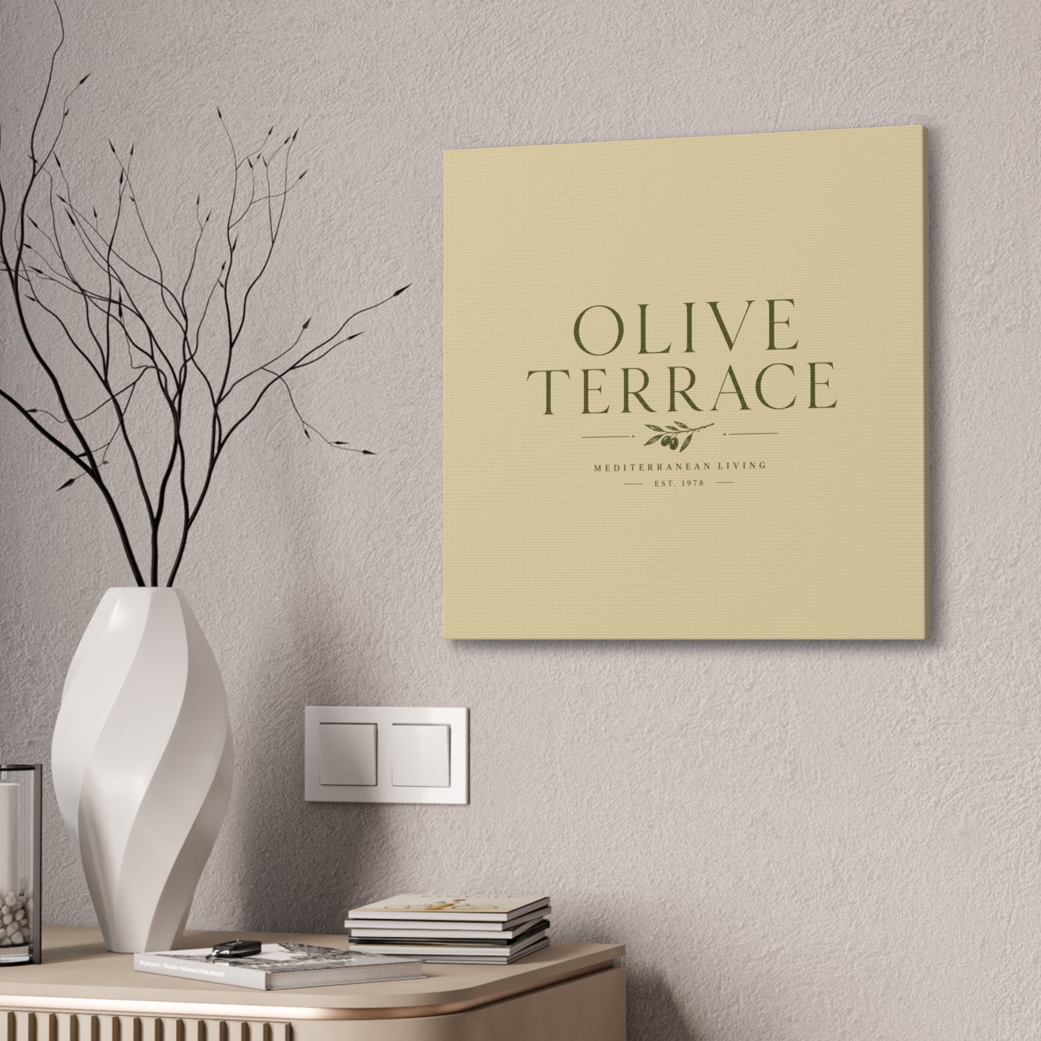 Olive Terrace Canvas Wall Art — Mediterranean Living Stretched Canvas - Creations by Chris and Carlos