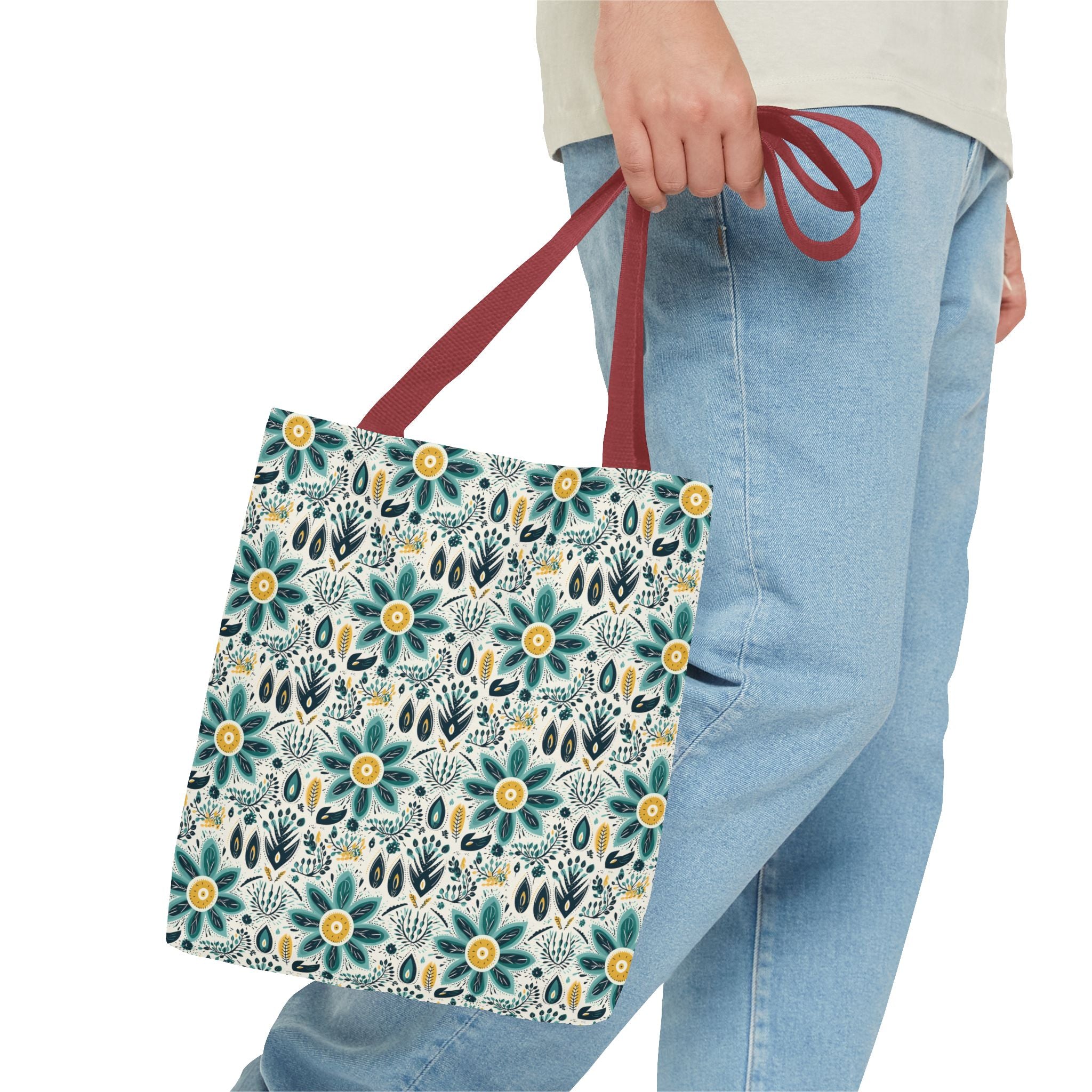 Sol y Alegría (Sun and Joy) Collection- Cactus Succulent Pattern Microfiber Blanket Soft Velveteen Throw for Home & Garden Lovers Floral Folk Art Tote Bag — Teal & Mustard All-Over Print - Creations by Chris and Carlos
