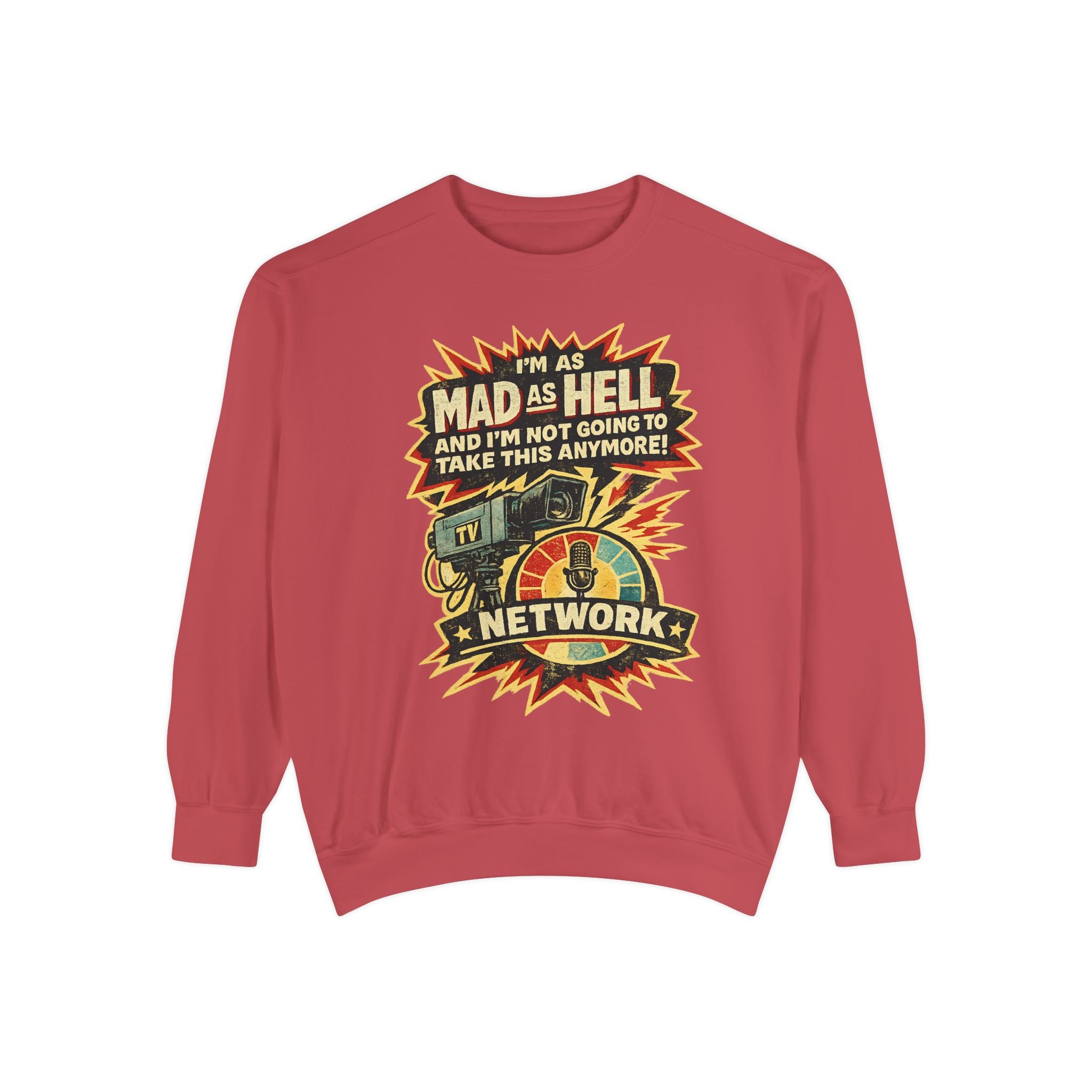 Mad As Hell TV Network Sweatshirt — Vintage Protest Graphic Crewneck - Creations by Chris and Carlos