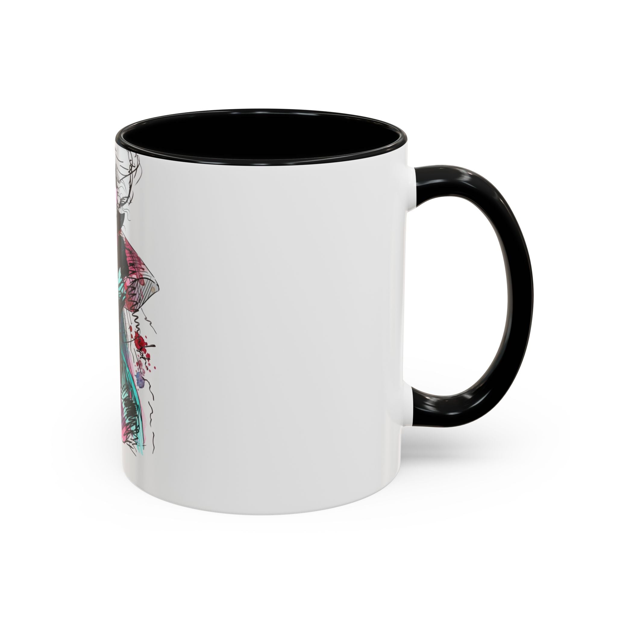 Abstract Floral Silhouette Accent Coffee Mug — Watercolor Woman Art (11/15oz) - Creations by Chris and Carlos