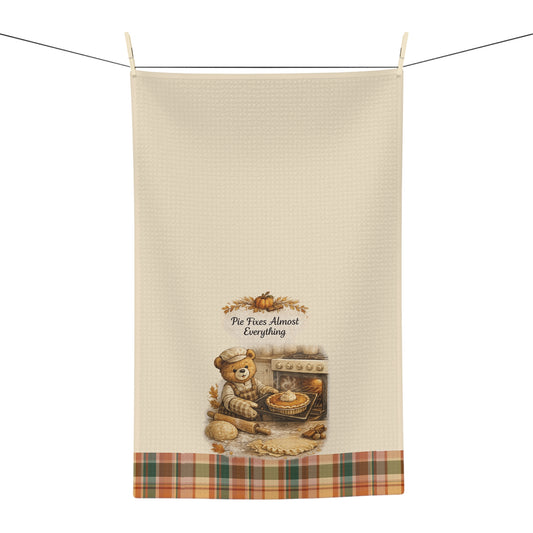 Old Soul Harvest™ Pie Fixes Almost Everything Autumn Bear Tea Towel - Tea Towel from Old Soul Harvest Cozy Kitchen