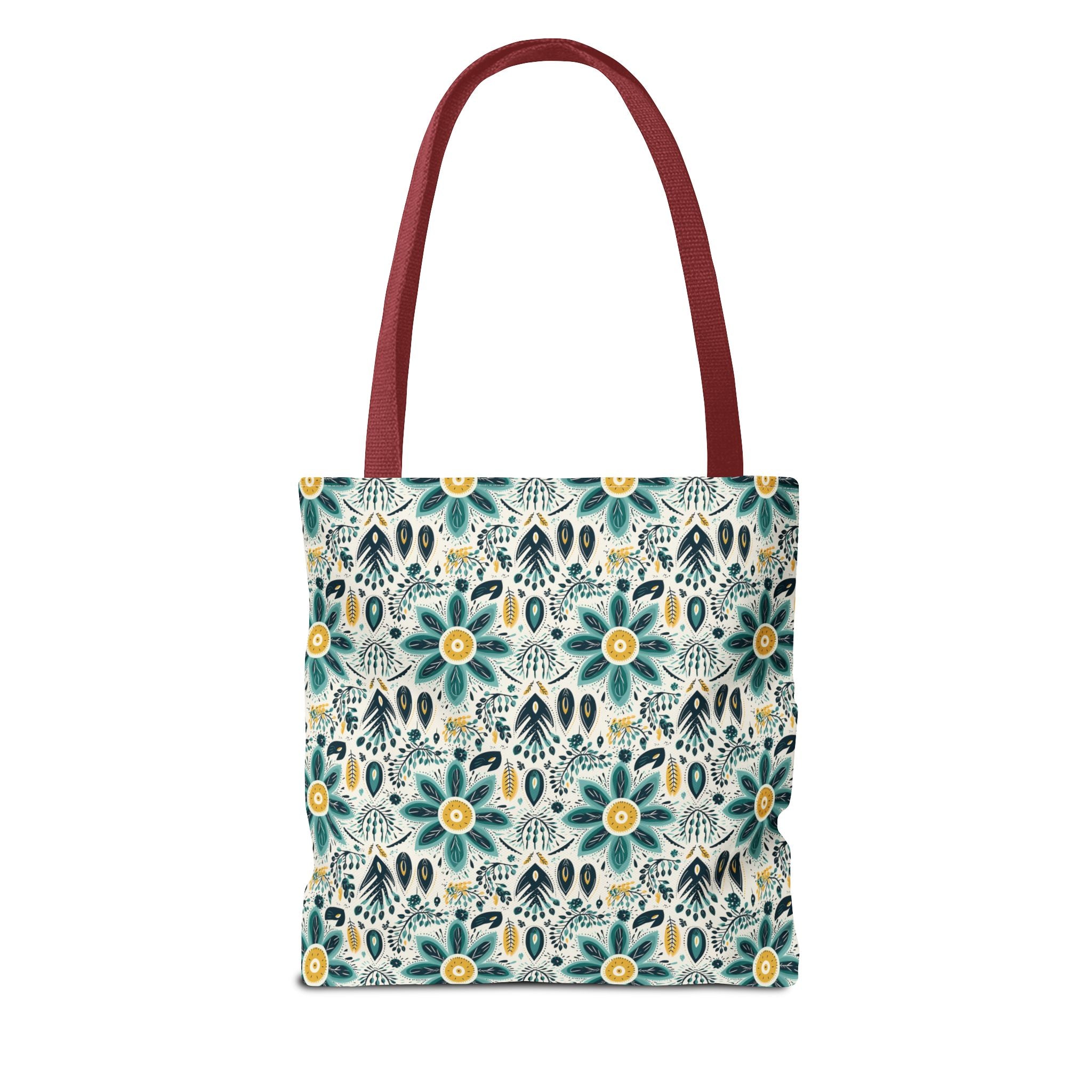 Sol y Alegría (Sun and Joy) Collection- Cactus Succulent Pattern Microfiber Blanket Soft Velveteen Throw for Home & Garden Lovers Floral Folk Art Tote Bag — Teal & Mustard All-Over Print - Creations by Chris and Carlos