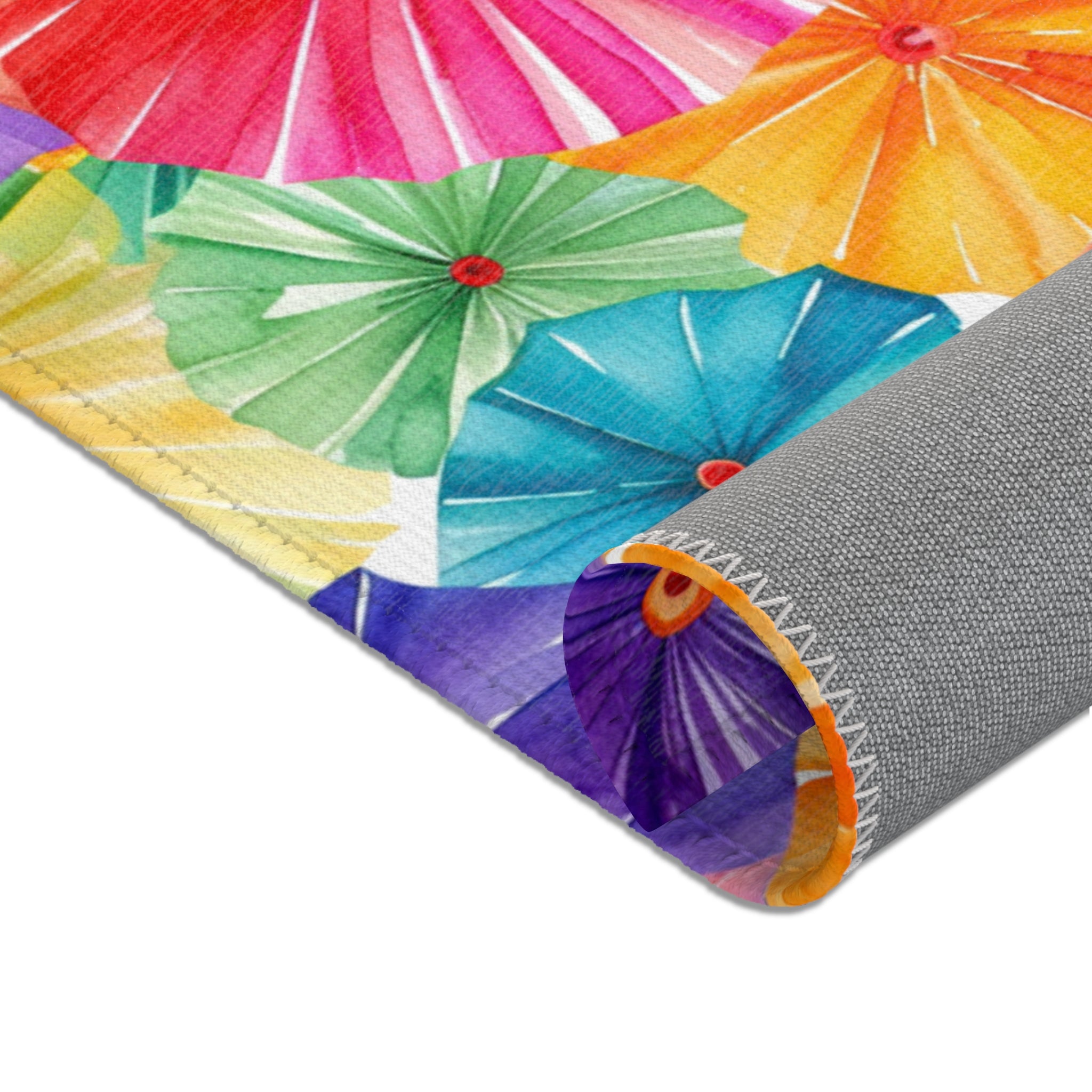 Sol y Alegría (Sun and Joy) Collection- Vibrant Umbrella Pattern Area Rug — Colorful Tropical Beach Vibe Accent Rug - Creations by Chris and Carlos