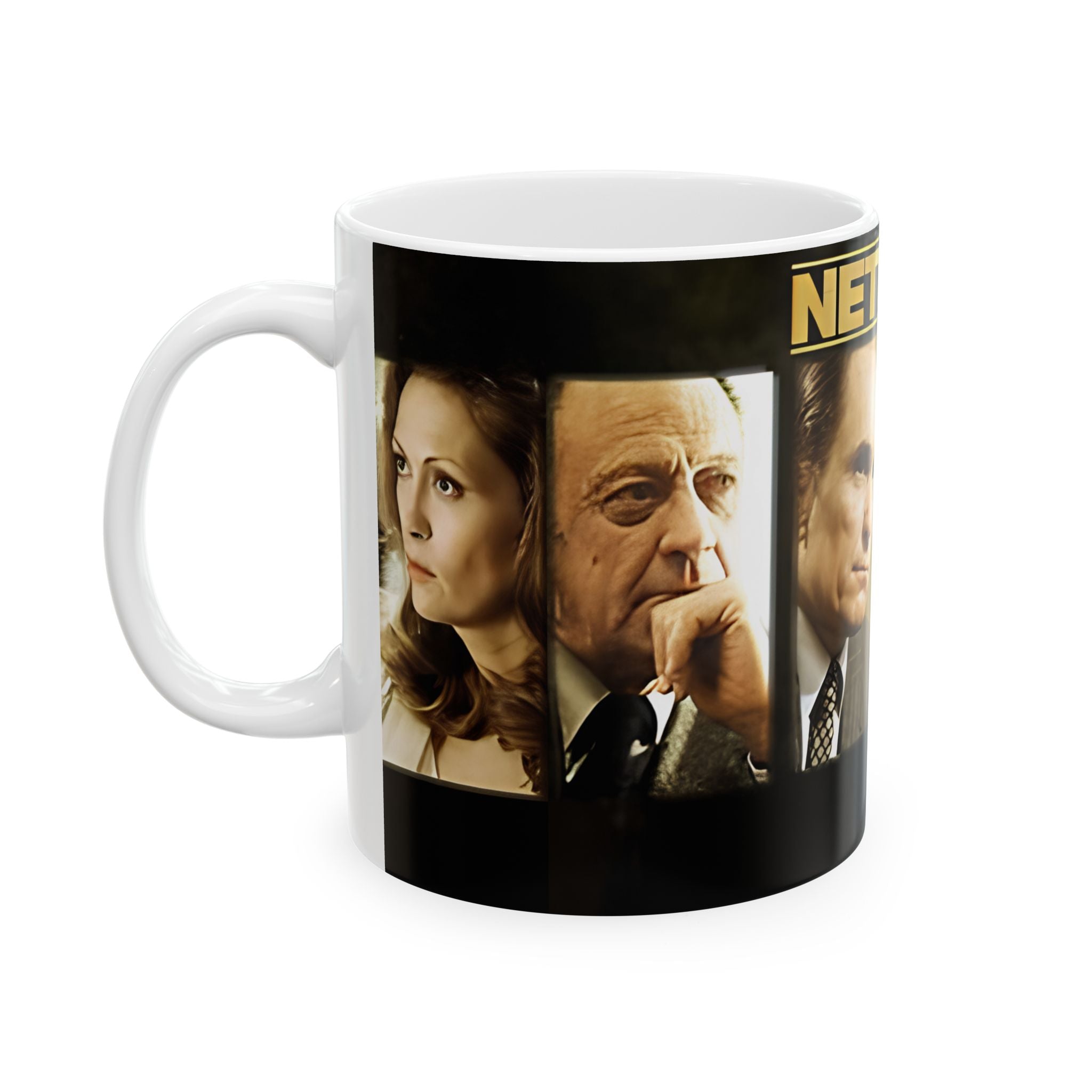 Network Movie Cast Ceramic Mug — Vintage Film Poster Coffee Cup (11oz/15oz) - Creations by Chris and Carlos