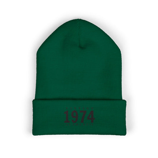Vintage 1974 Embroidered Cuffed Beanie- Personalize - Creations by Chris and Carlos