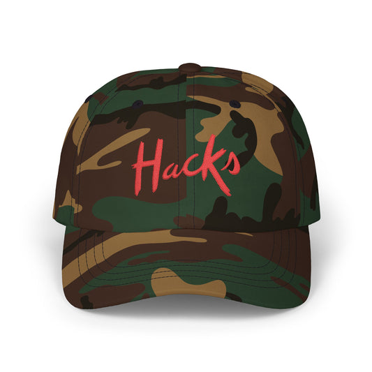 Dad Cap "Hacks" Embroidered Baseball Hat — Casual White Adjustable Hat - Creations by Chris and Carlos
