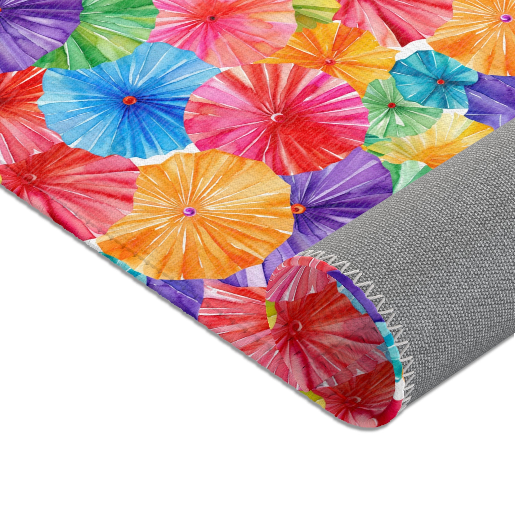Sol y Alegría (Sun and Joy) Collection- Vibrant Umbrella Pattern Area Rug — Colorful Tropical Beach Vibe Accent Rug - Creations by Chris and Carlos