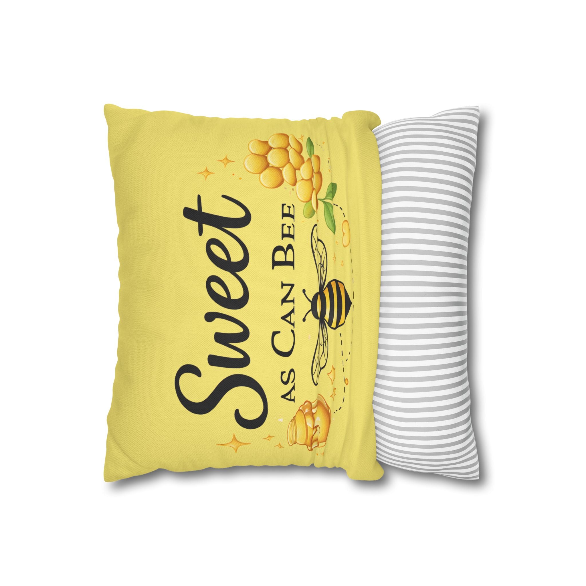 Honey Bee Decorative Pillowcase – Yellow Floral Bee Accent Cushion Cover - Creations by Chris and Carlos
