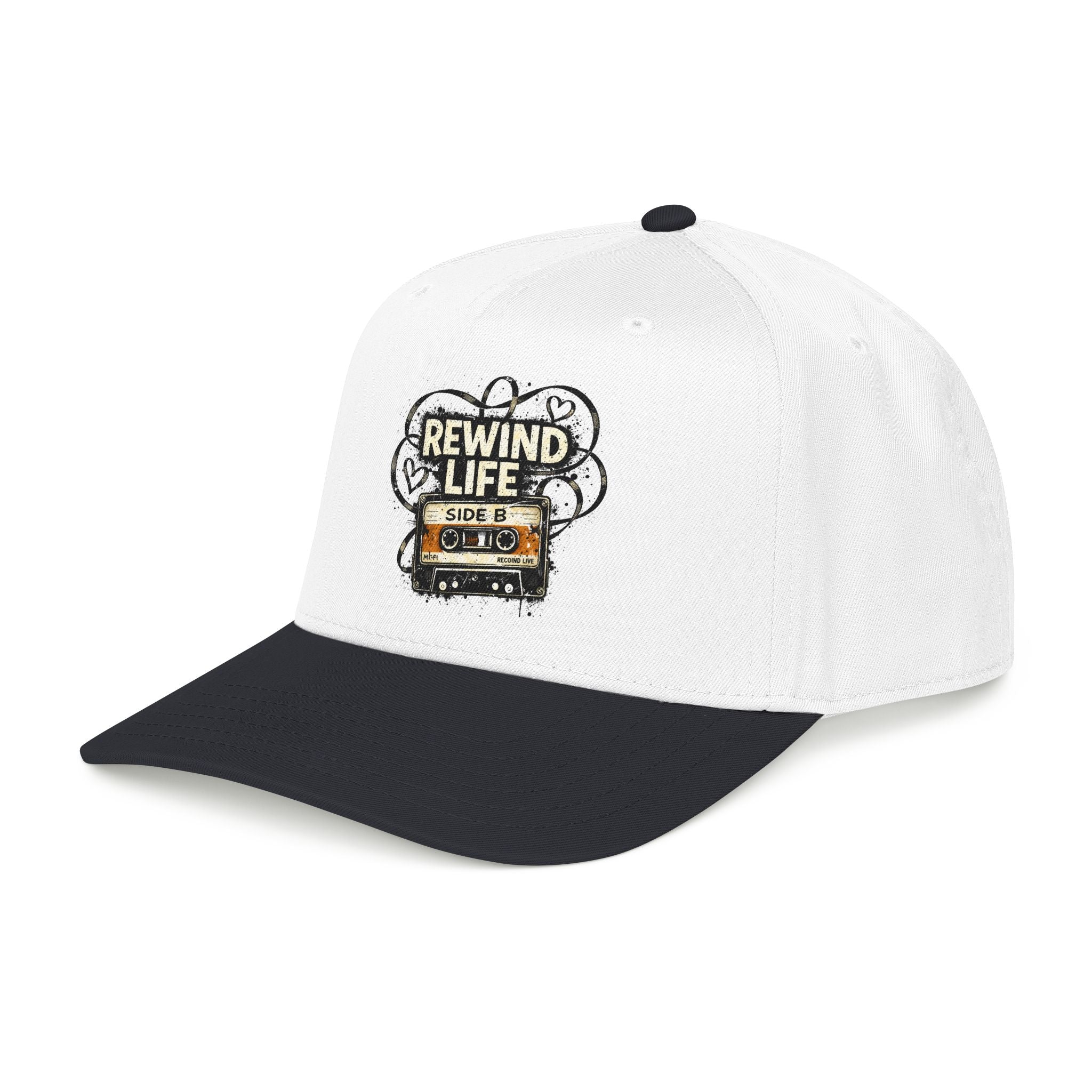 Rewind Life Cassette Cap — Retro Music Mid-Profile Baseball Hat - Creations by Chris and Carlos