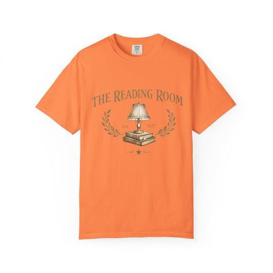 Reading Room T-Shirt — Vintage Lamp & Books Graphic Tee for Book Lovers - Creations by Chris and Carlos