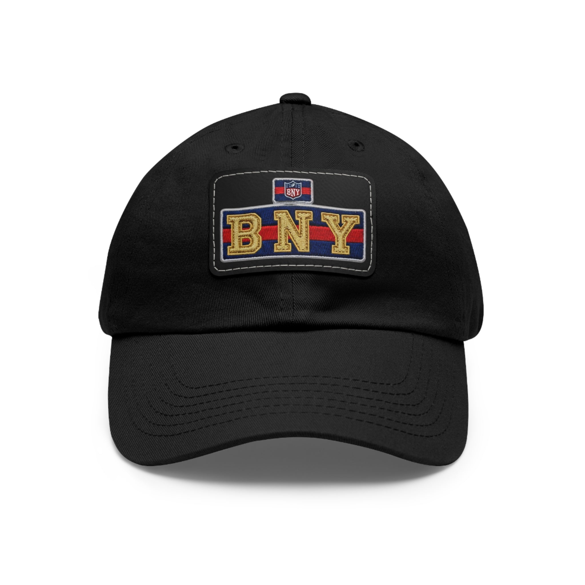 BNY Leather Patch Dad Hat – Vintage Varsity Baseball Cap - Creations by Chris and Carlos