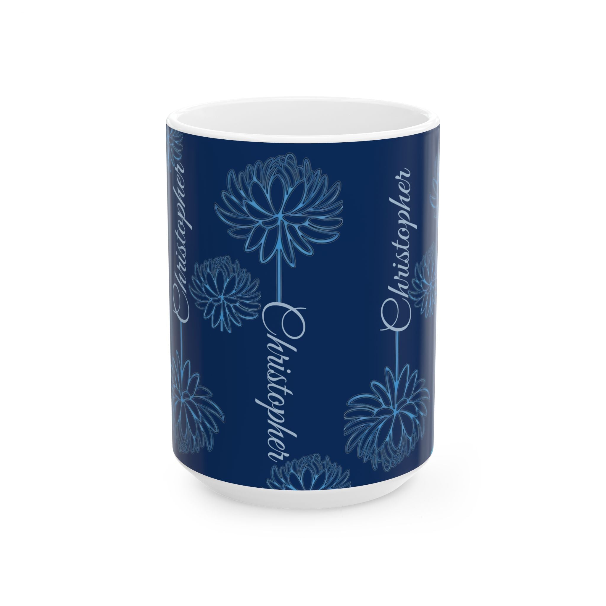 Personalized Floral Name Mug — Custom 'Christopher' Ceramic Coffee Cup (11oz & 15oz) - Creations by Chris and Carlos