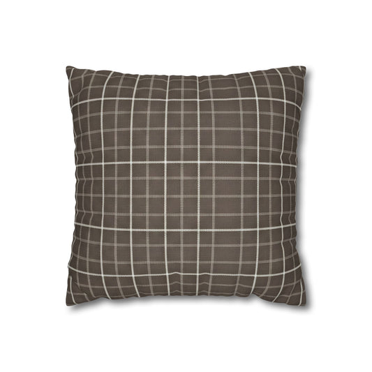 Brown Plaid Square Pillowcase — Cozy Farmhouse Throw Pillow Cover - Creations by Chris and Carlos