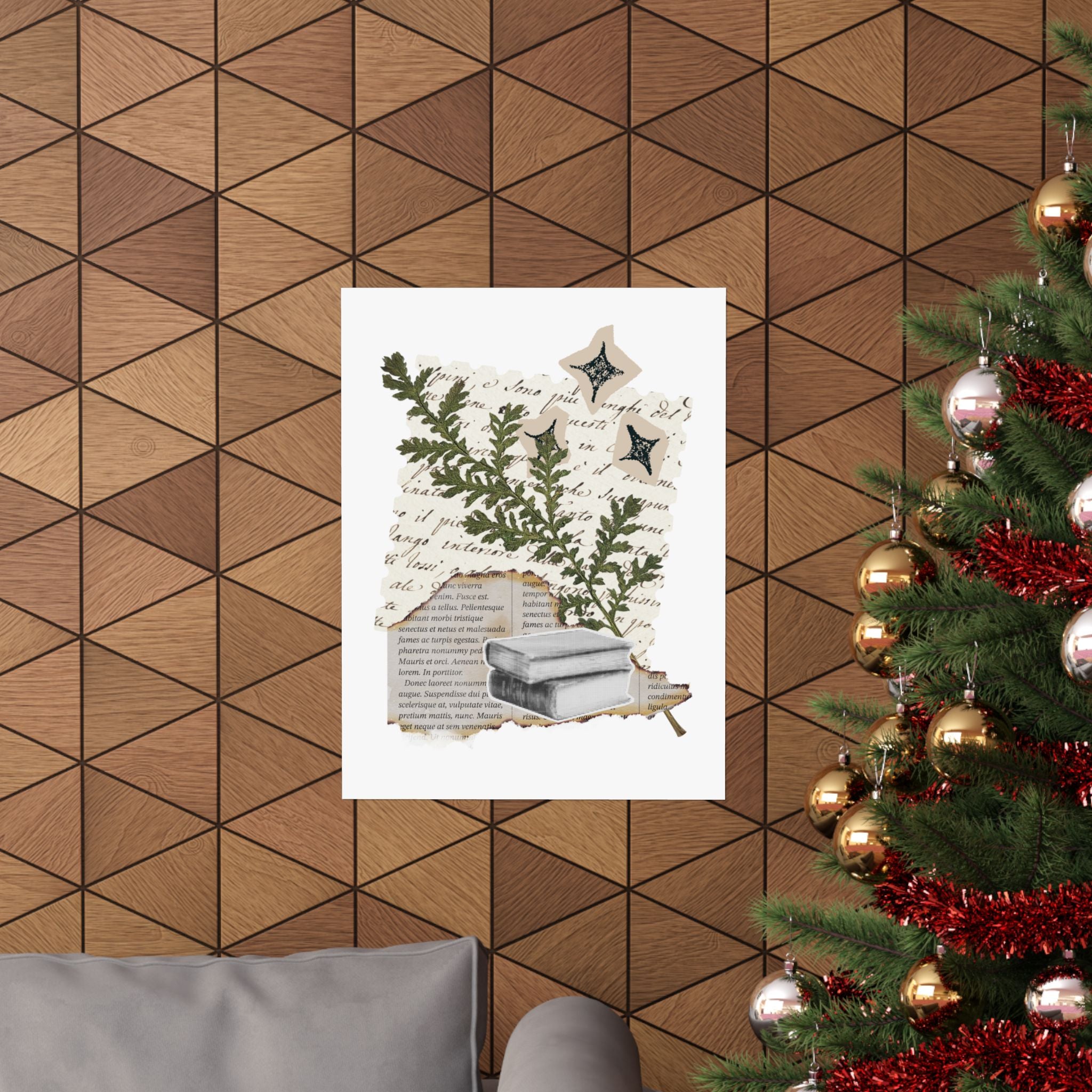 Briarwood Garden Botanical Collage Matte Poster — Vintage Books & Fern Wall Art - Creations by Chris and Carlos