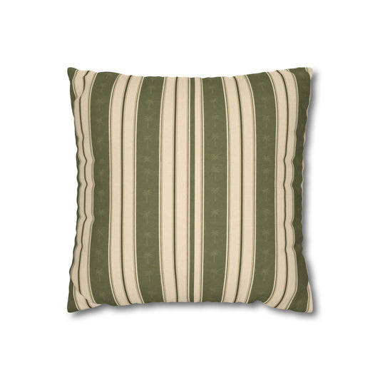 Green Striped Decorative Pillowcase - Vintage Farmhouse Throw Pillow Cover - Creations by Chris and Carlos