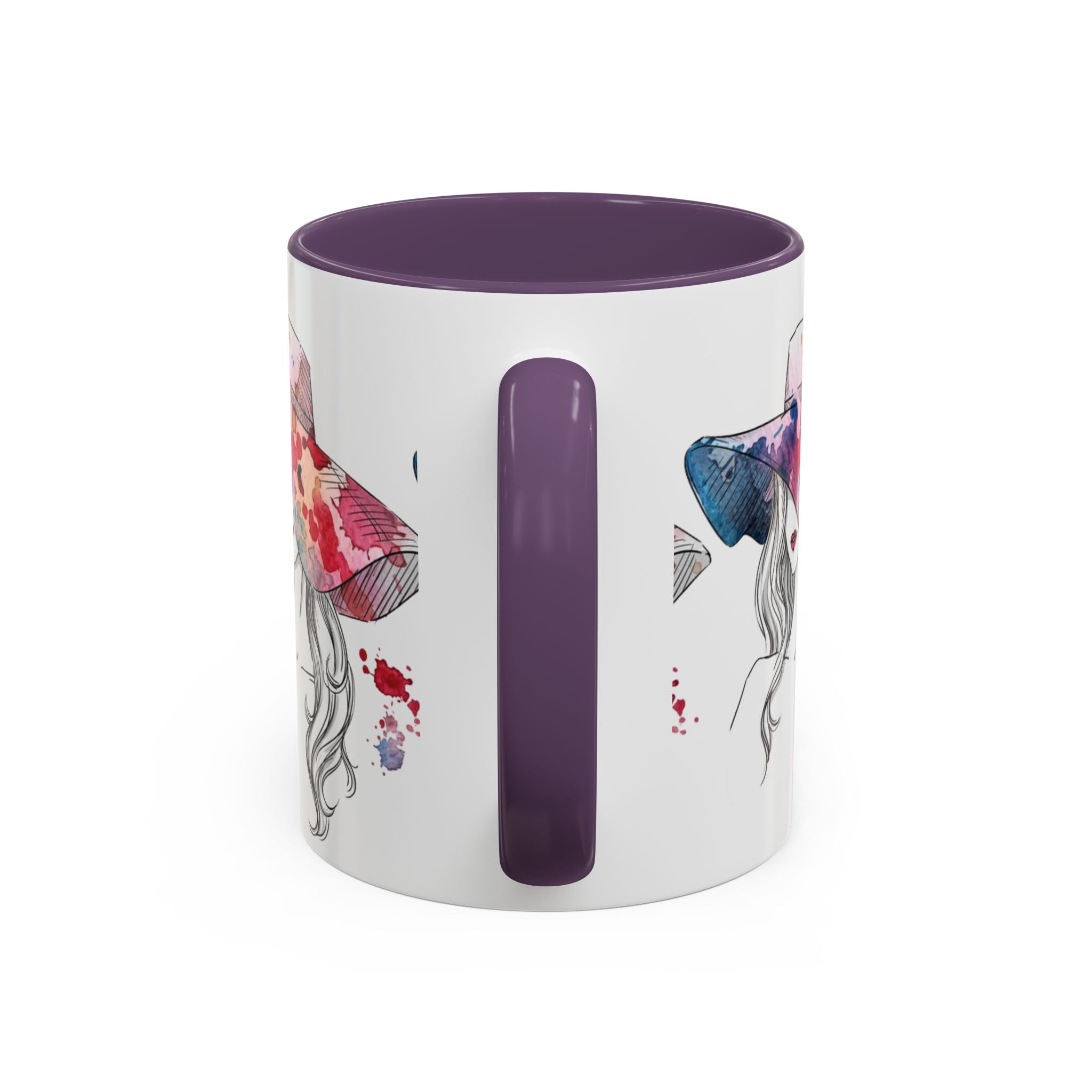 Watercolor Sun Hat Coffee Mug - Chic Fashion Illustration Accent Mug (11/15oz) - Creations by Chris and Carlos