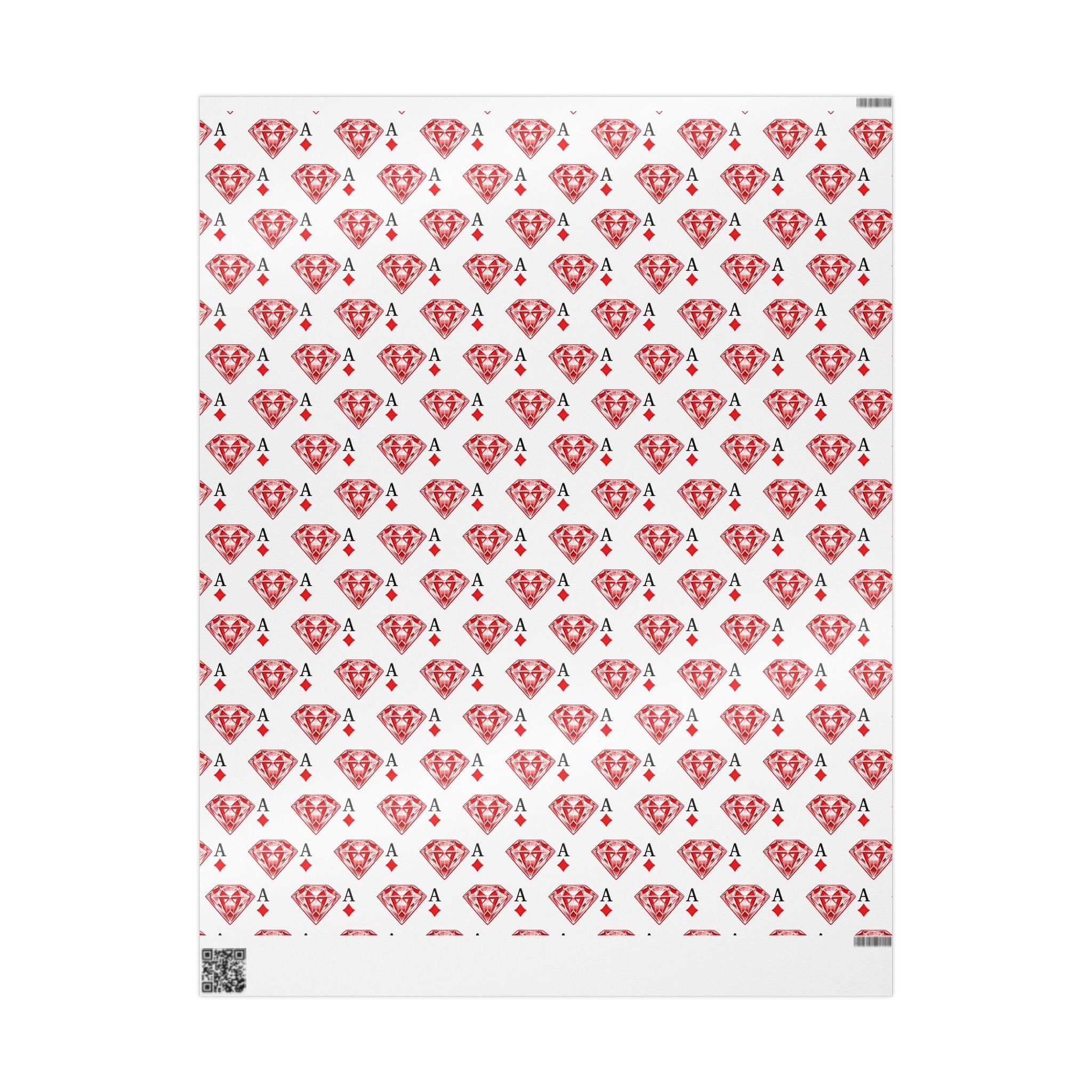 Wrapping Paper Roll — Red Ace of Diamonds Gem Pattern (Playing Card Gift Wrap) - Creations by Chris and Carlos