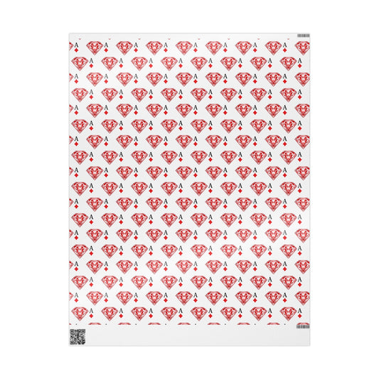 Wrapping Paper Roll — Red Ace of Diamonds Gem Pattern (Playing Card Gift Wrap) - Creations by Chris and Carlos