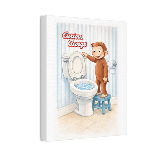 Curious George Toilet Training Canvas Print — Kids Bathroom Wall Art - Creations by Chris and Carlos