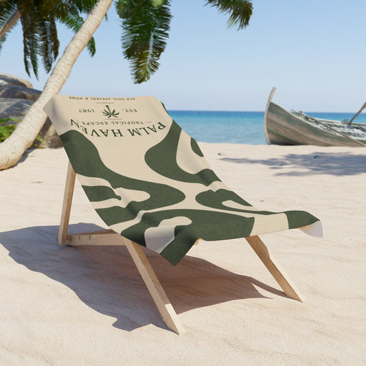 Palm Haven Resort Beach Towel — Tropical Escape Stripe Design - Creations by Chris and Carlos