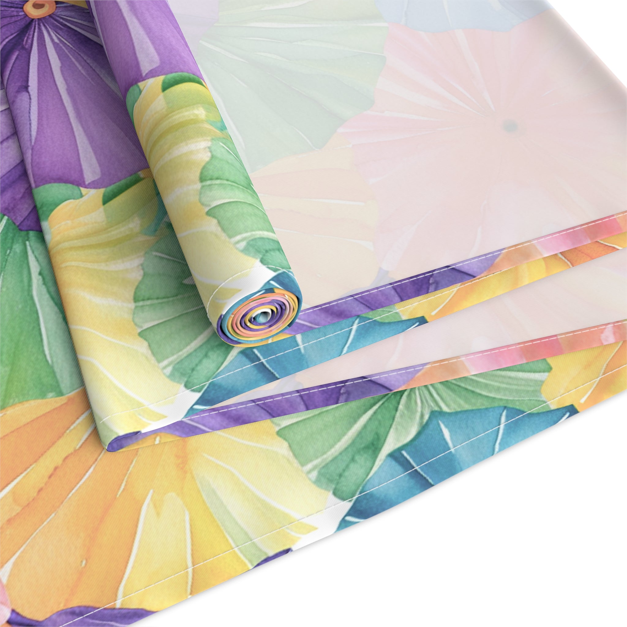 Floral Parasol Pattern Table Runner — Colorful Summer Umbrella Design - Creations by Chris and Carlos