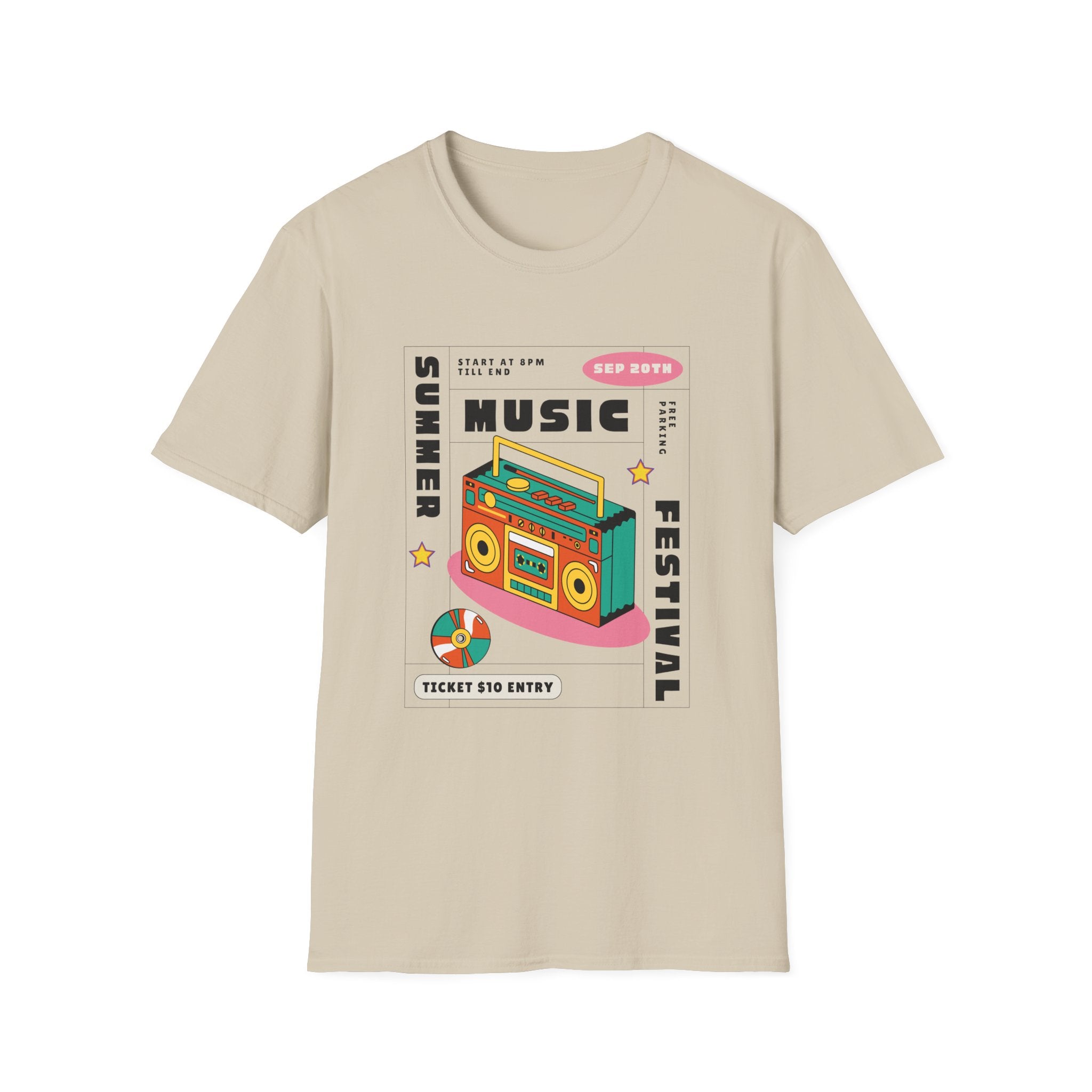 Music Festival T-Shirt — Retro Boombox Summer Festival Design - Creations by Chris and Carlos