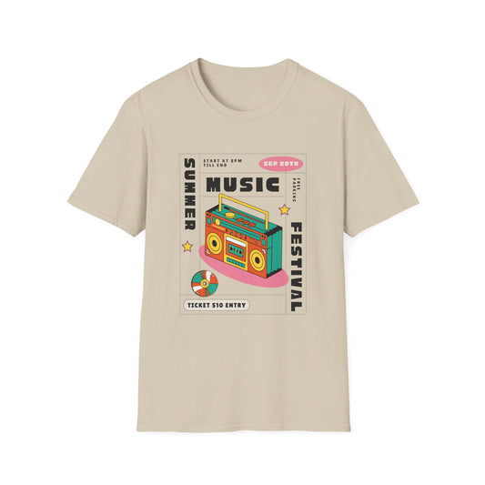 Music Festival T-Shirt — Retro Boombox Summer Festival Design - Creations by Chris and Carlos